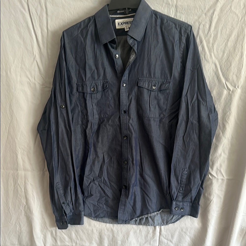 Express Men's Blue Extra Slim Fit Shirt